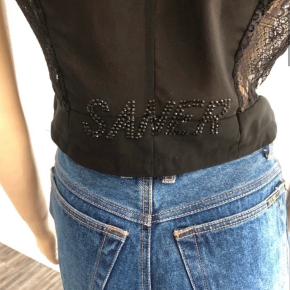 SANER V-neck shorts sleeve see true lace blouse - Picture 6 of 16